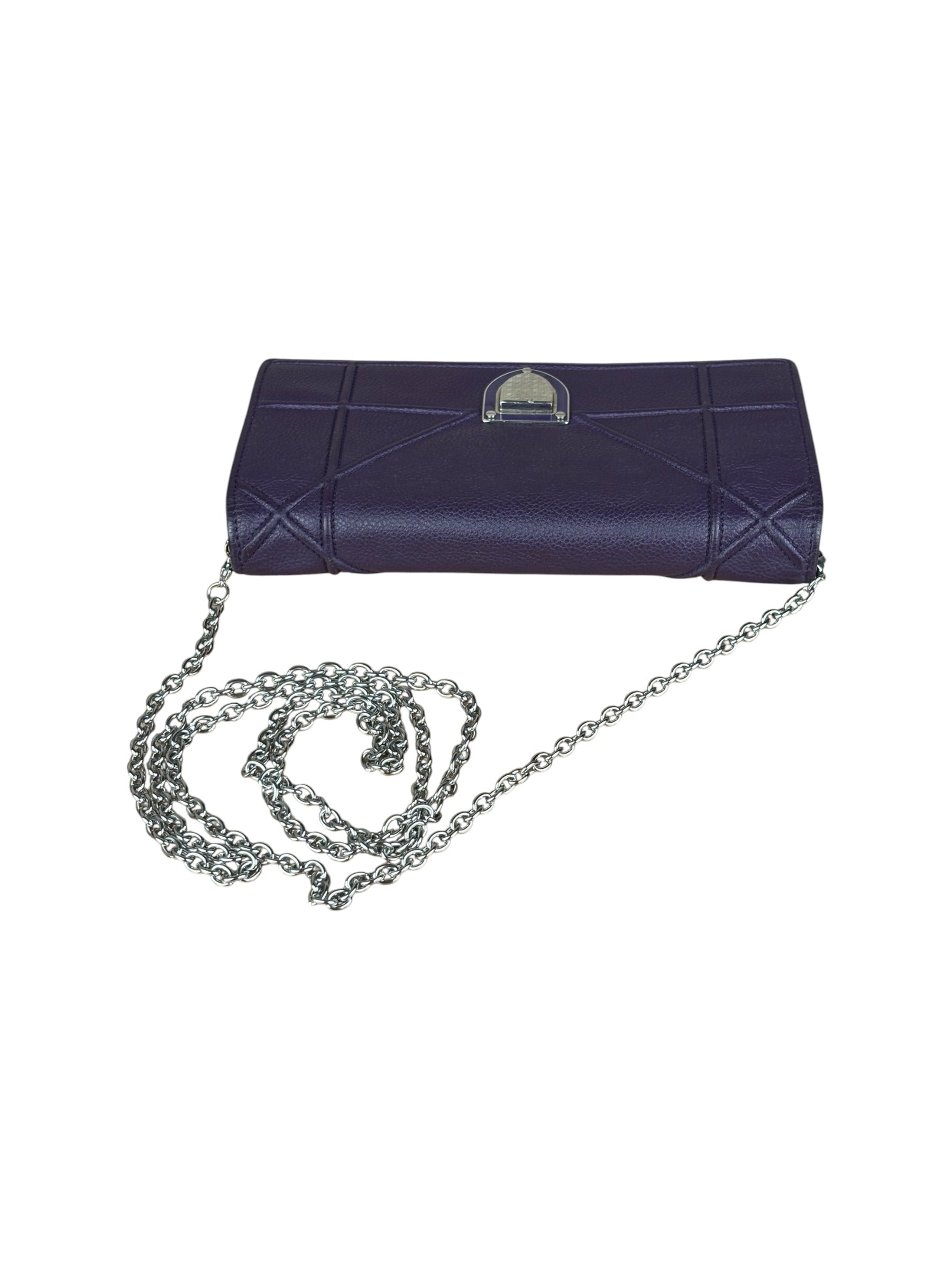 Christian Dior Purple Leather Diorama Wallet on Chain Bag