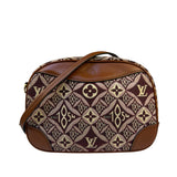 Louis Vuitton Burgundy/Brown Leather Trim Mini Deauville Crossbody Bag