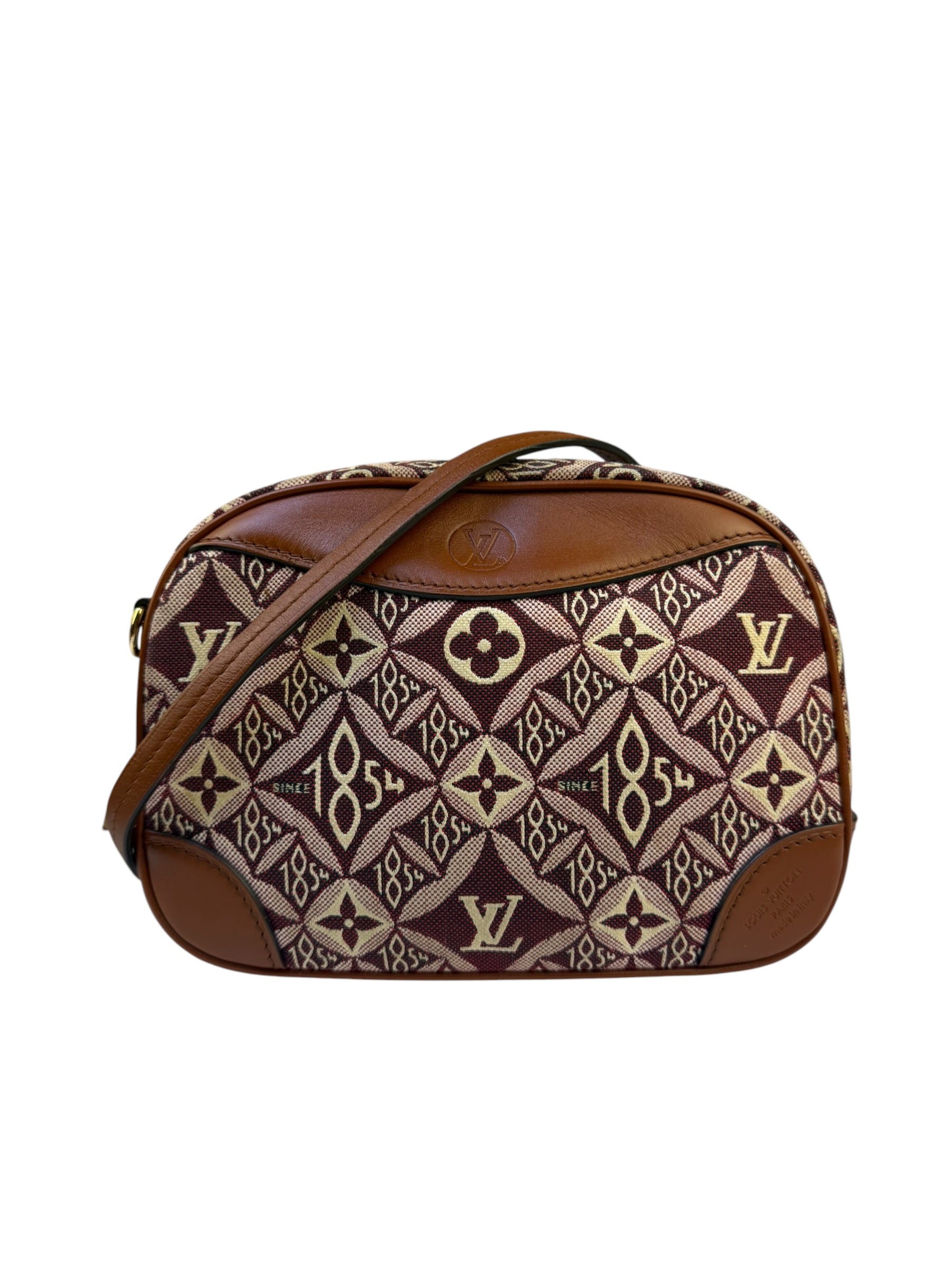 Louis Vuitton Burgundy/Brown Leather Trim Mini Deauville Crossbody Bag