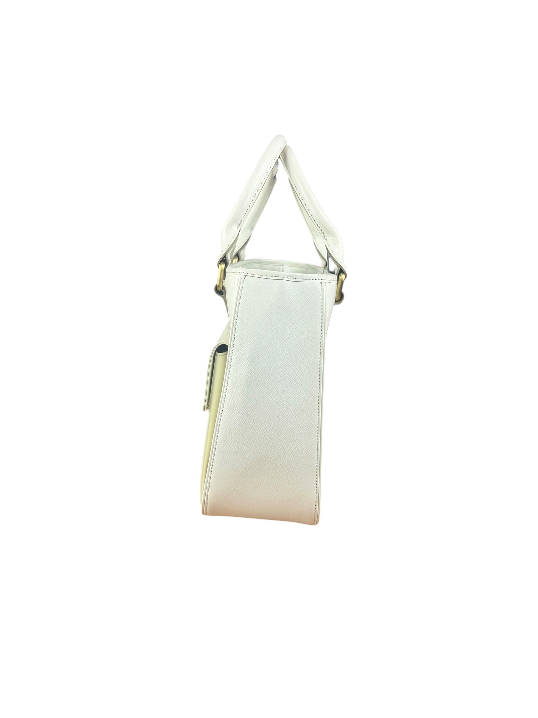Burberry White Leather Multi-Pocket Handbag