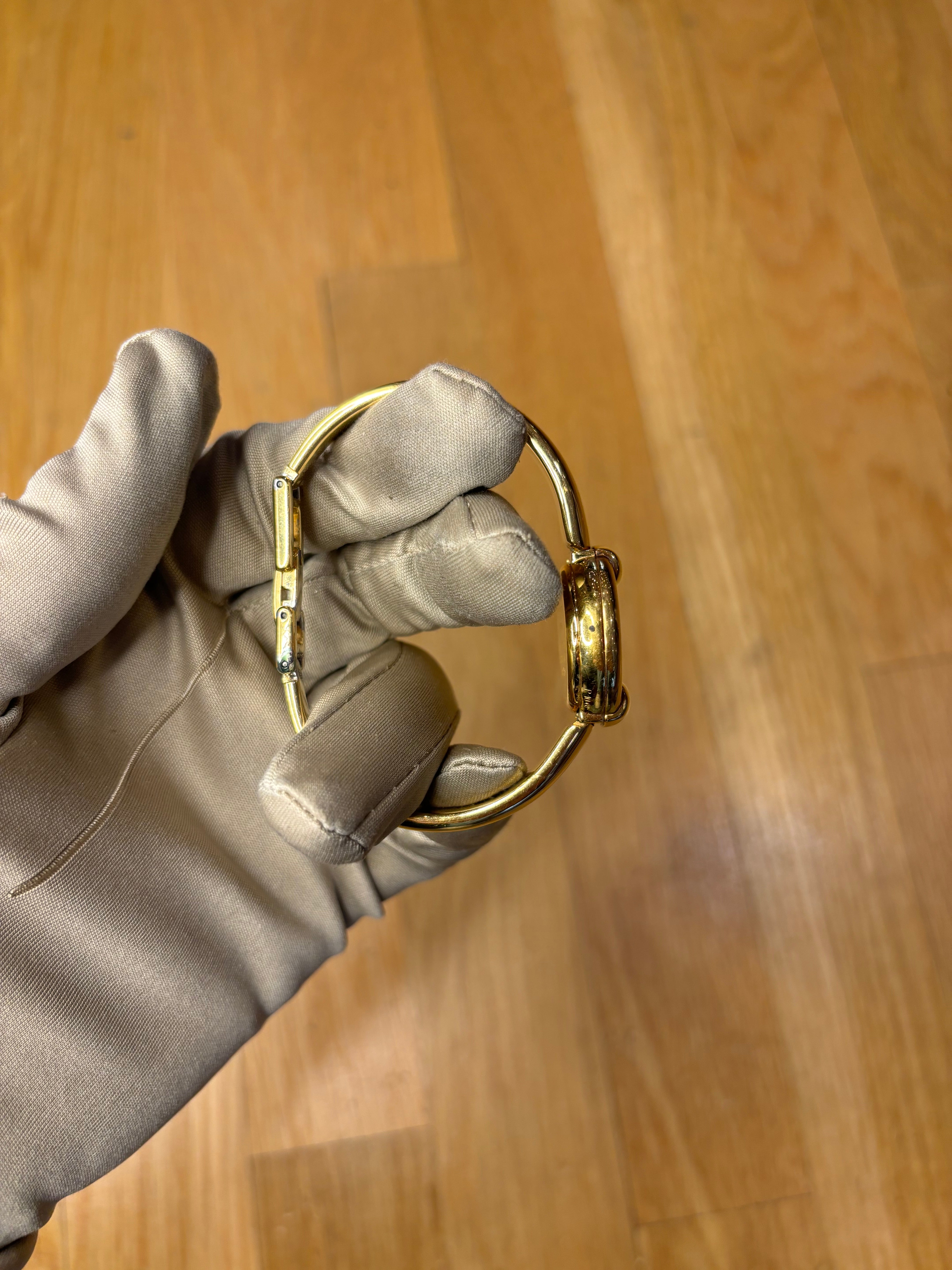 Gucci Gold Plated White Dial Bangle Bracelet