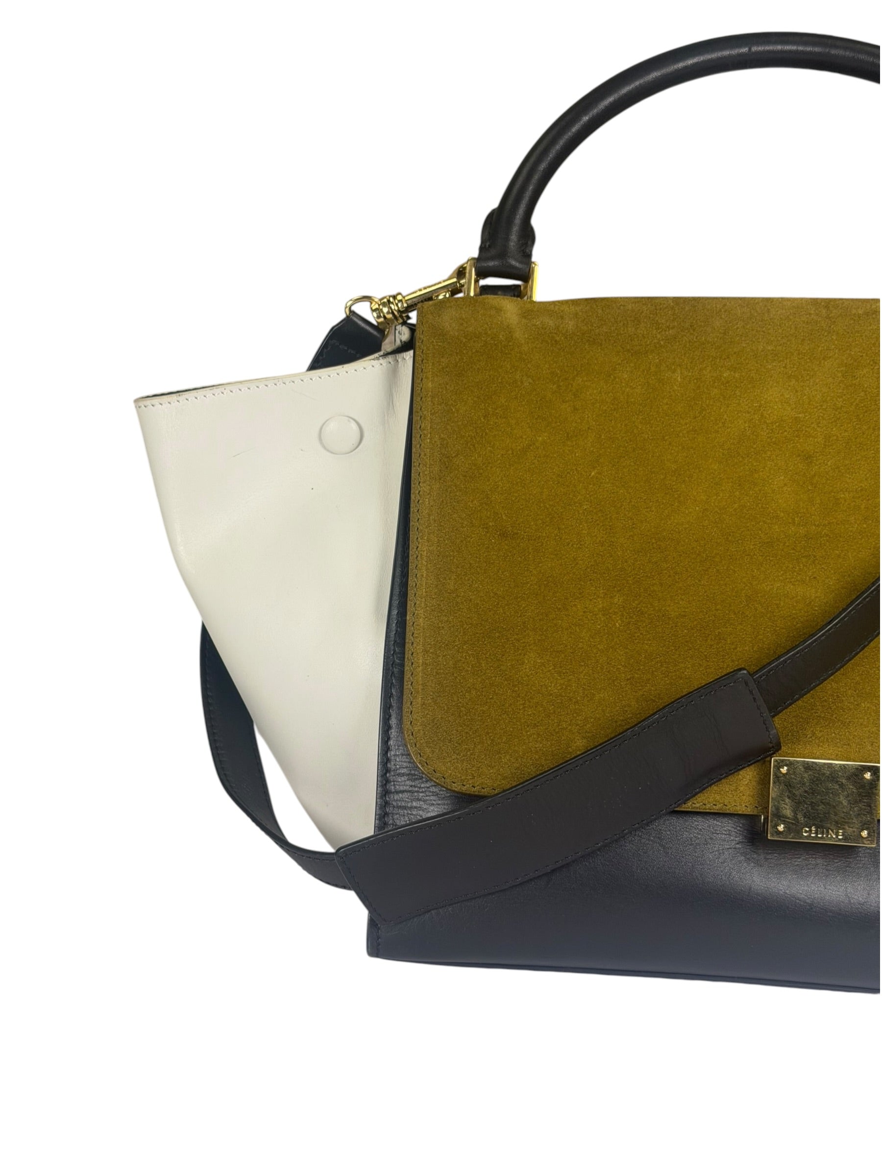 Celine Colorblock Leather/Suede Trapeze Two-Way Bag