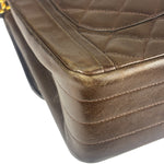 Chanel Vintage Brown V-Flap Border Shoulder Bag