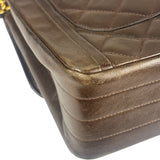 Chanel Vintage Brown V-Flap Border Shoulder Bag