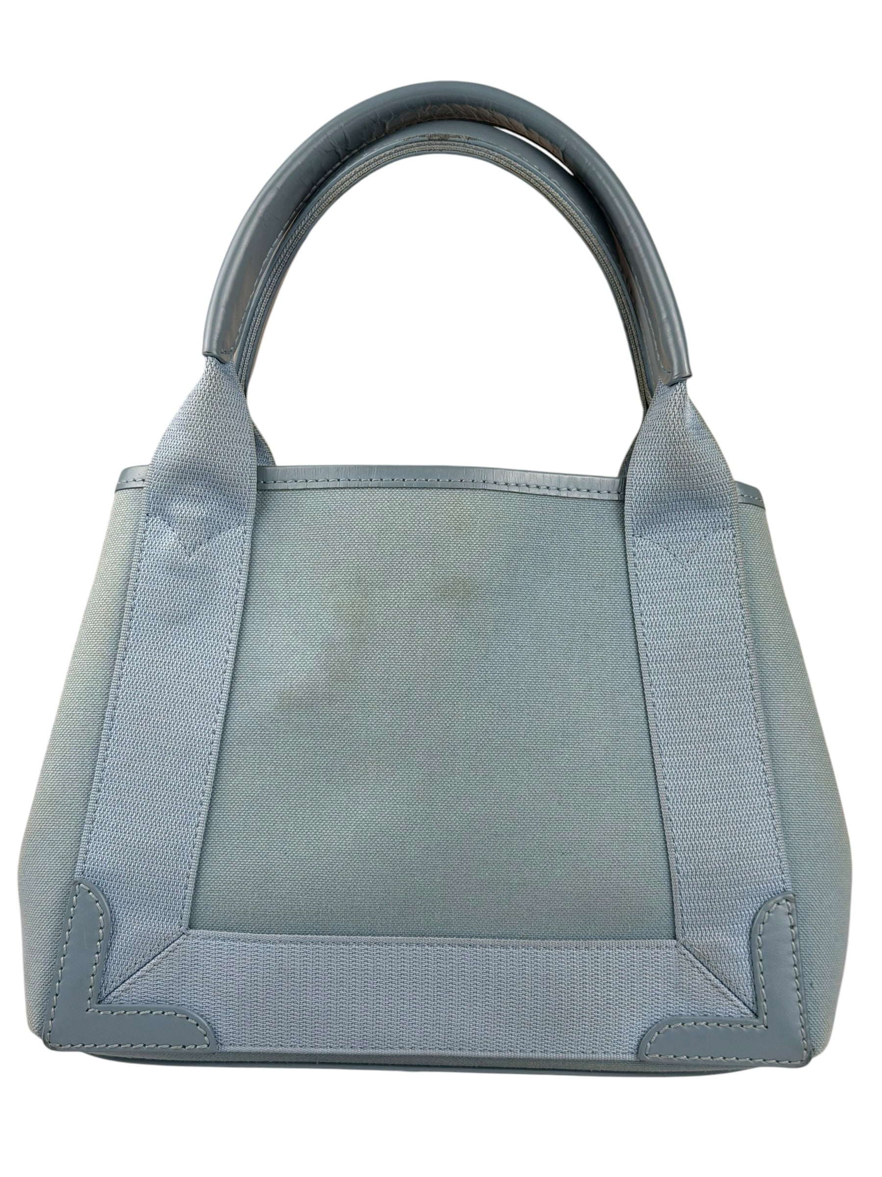 Balenciaga Light Blue Leather Trim Cabas XS Tote Bag
