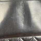 Chanel Vintage Black Leather Quilted Bottom Chain Tote Bag 1987