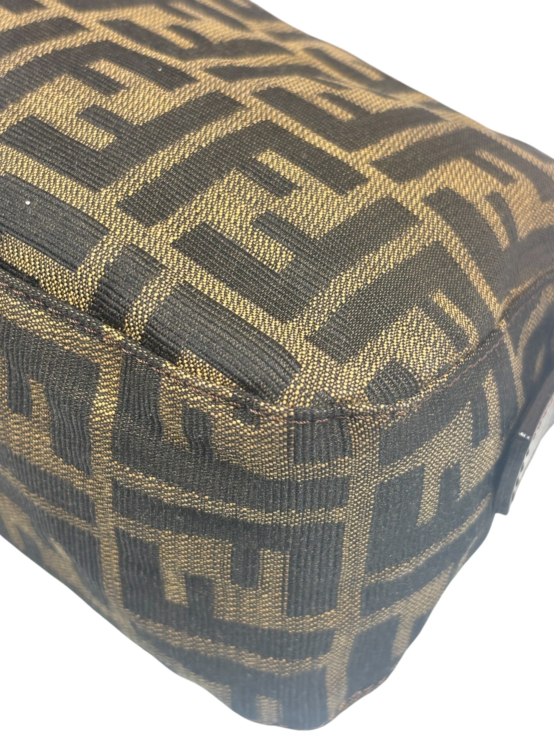 Fendi Brown Leather Trim Baguette