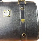 MCM Vintage Black Leather Boston Handbag