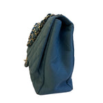 Chanel Teal Blue Jersey Large Flap Bag 2009