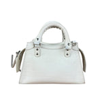 Balenciaga White Croc Embossed S Neo City Bag