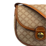 Celine Vintage Beige Leather Trim Macadam Mini Crossbody