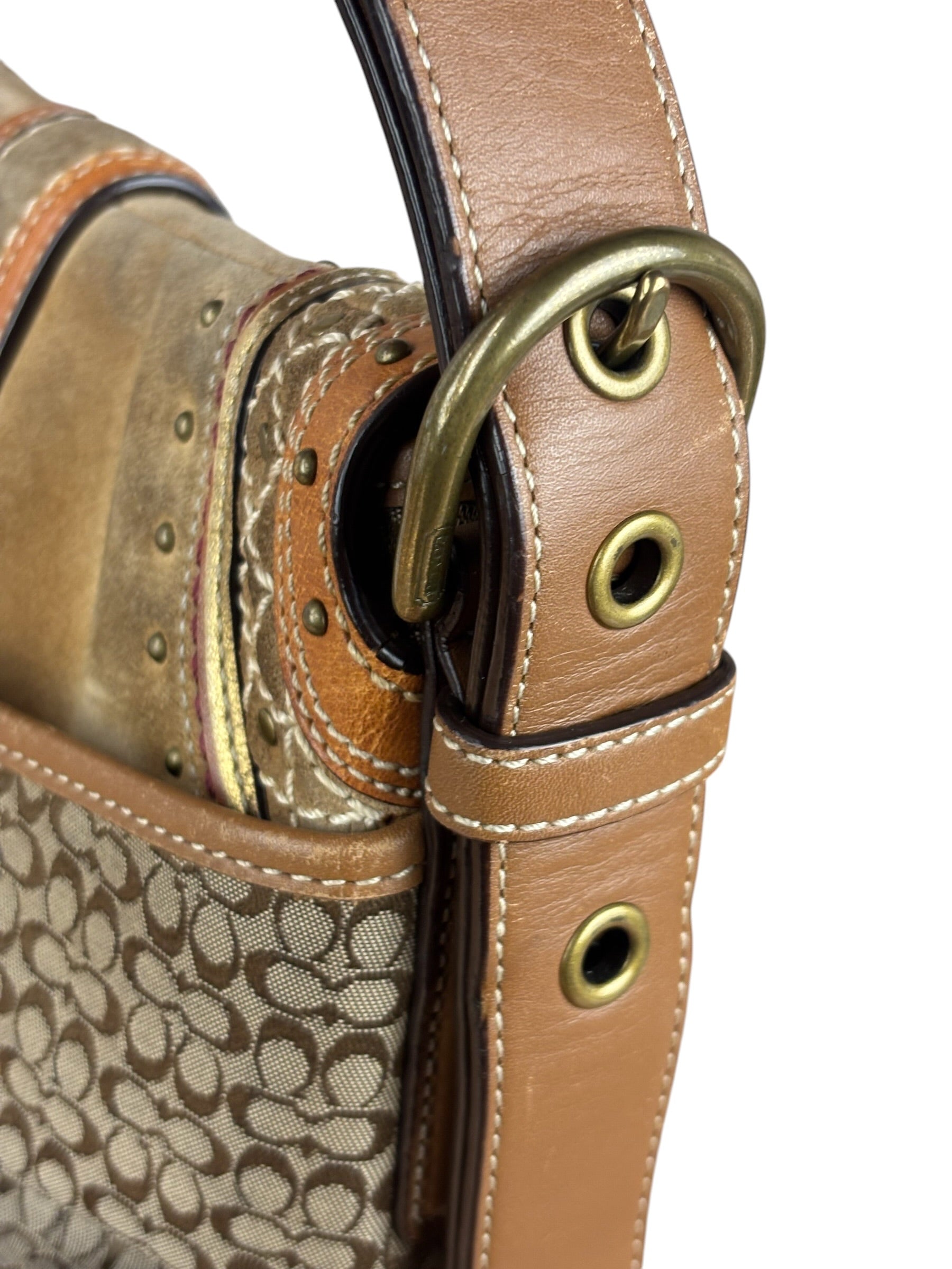 Coach Jacquard Fabric Canvas Monogram Soho Shoulder Bag
