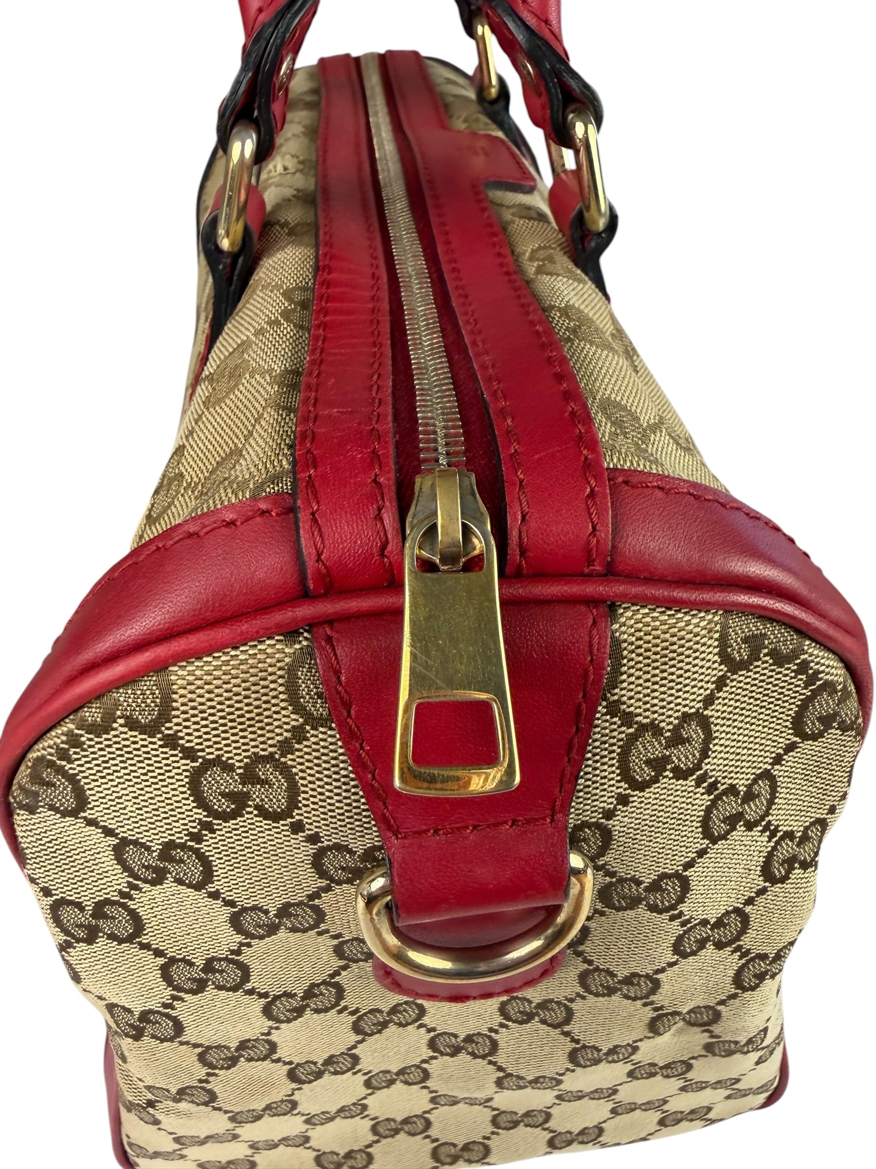 Gucci Beige/Red Leather GG Joy Boston Two-Way Bag