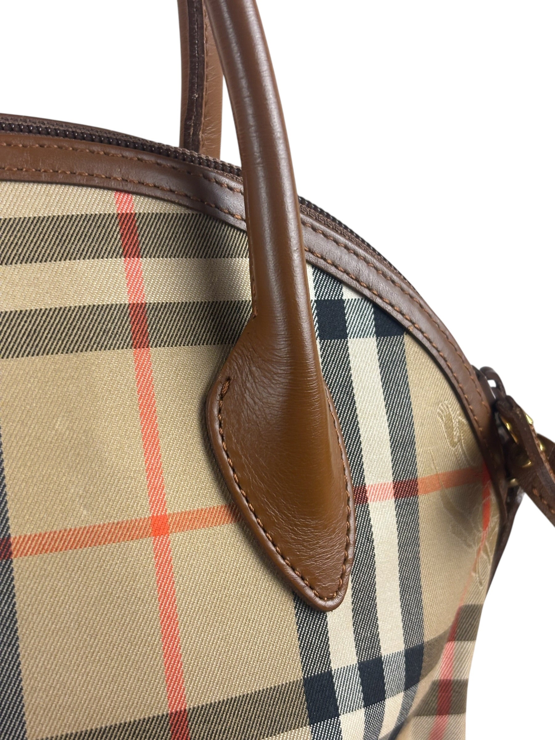 Burberry Vintage House Haymarket Check Dome Satchel Handbag