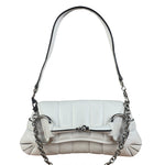 Gucci White Puffer Leather Horsebit Shoulder Bag