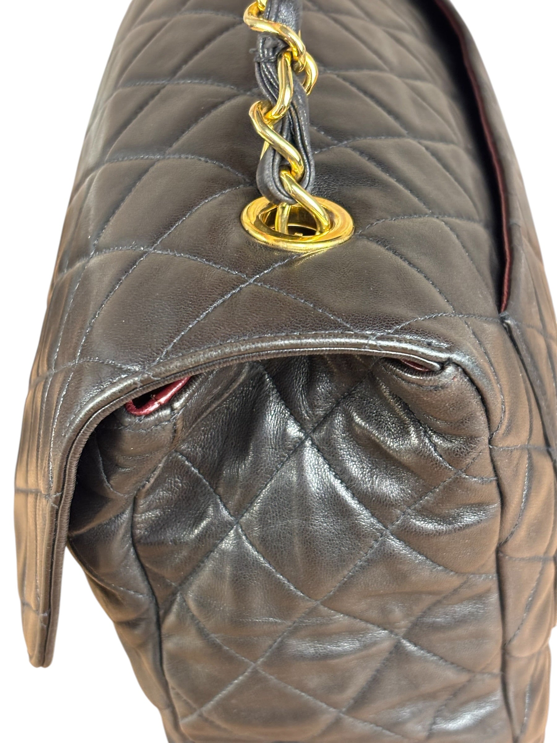 Chanel Vintage Brown Leather Jumbo Flap Bag