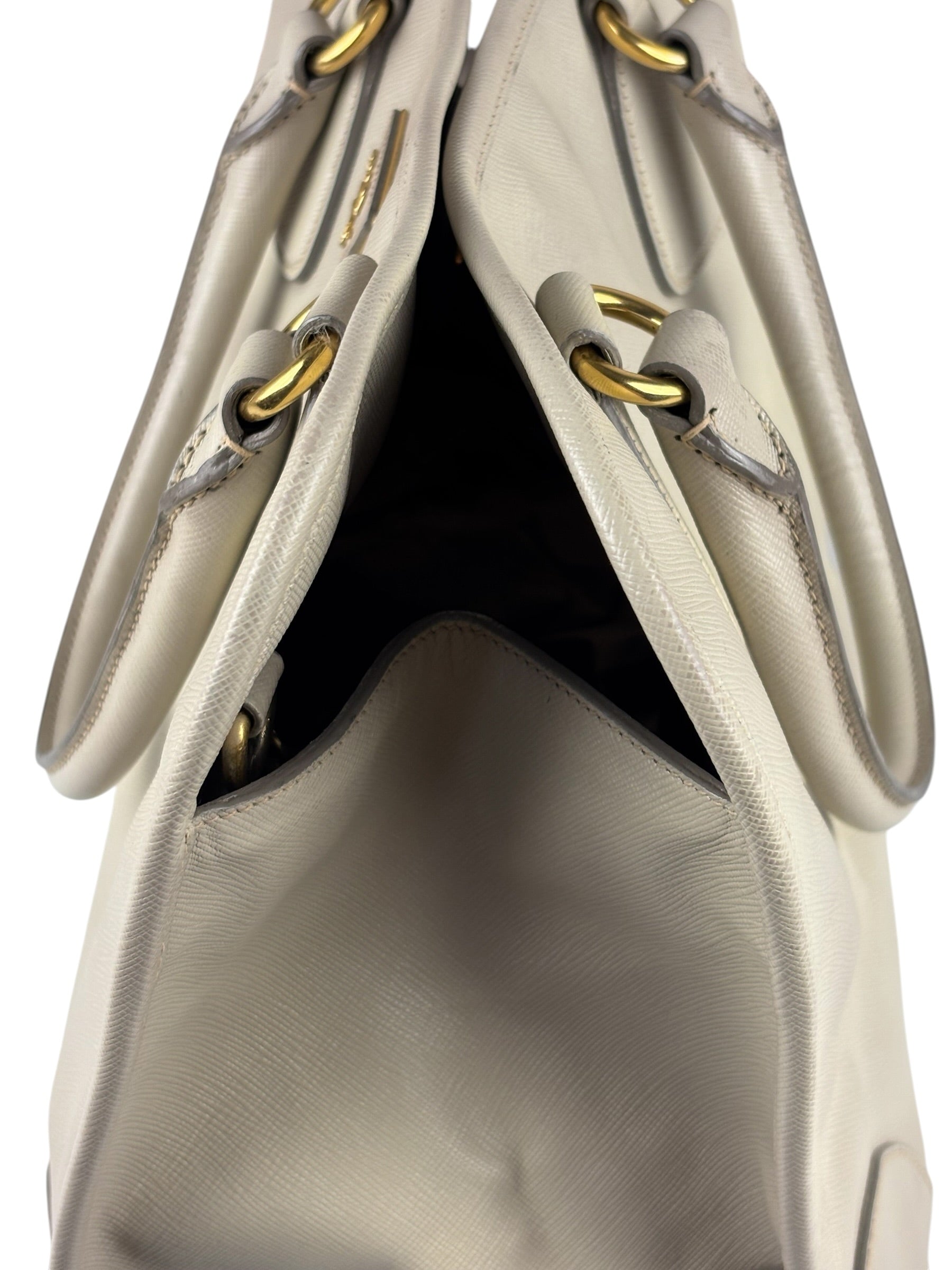 Prada Saffiano Lux Leather Grey 2Way Shopping Bag