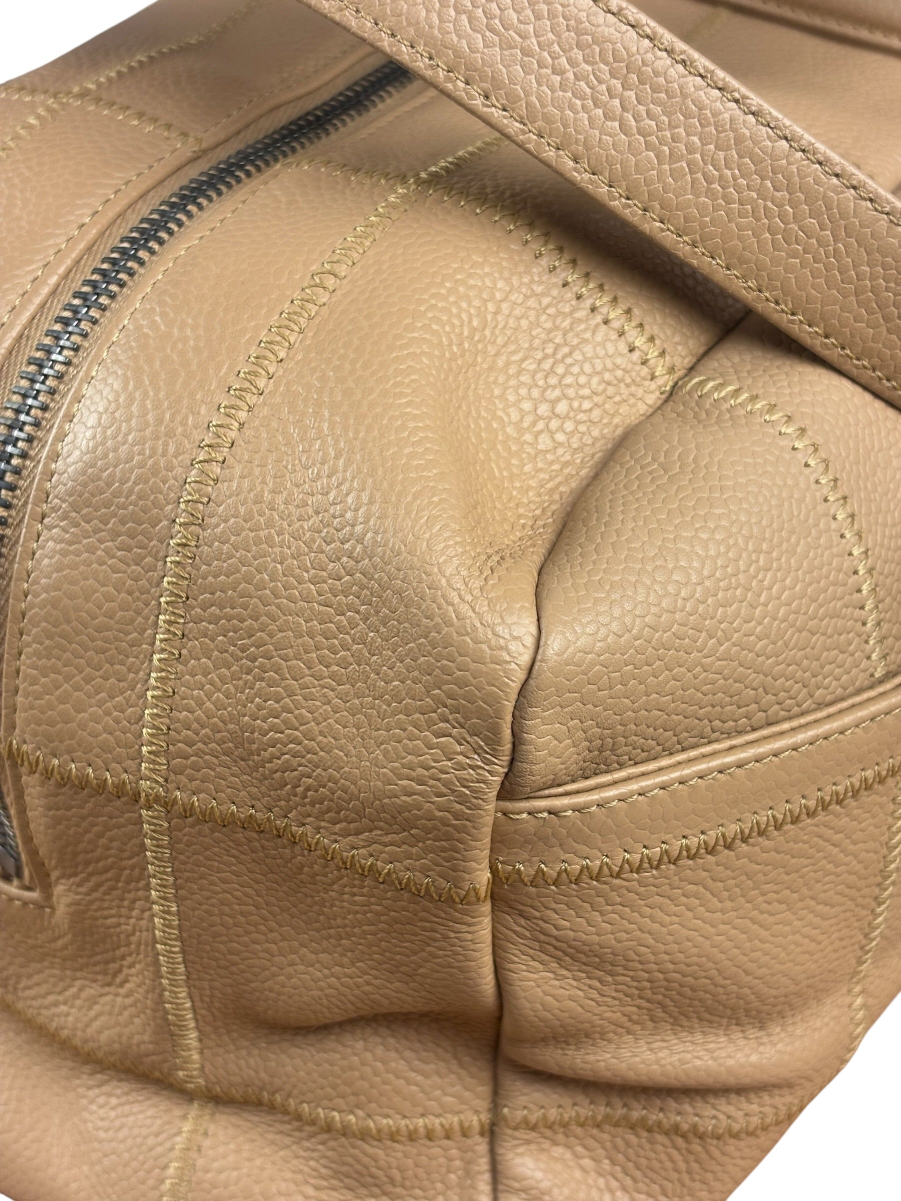 Chanel Beige Caviar Chocolate Bar Boston Bag