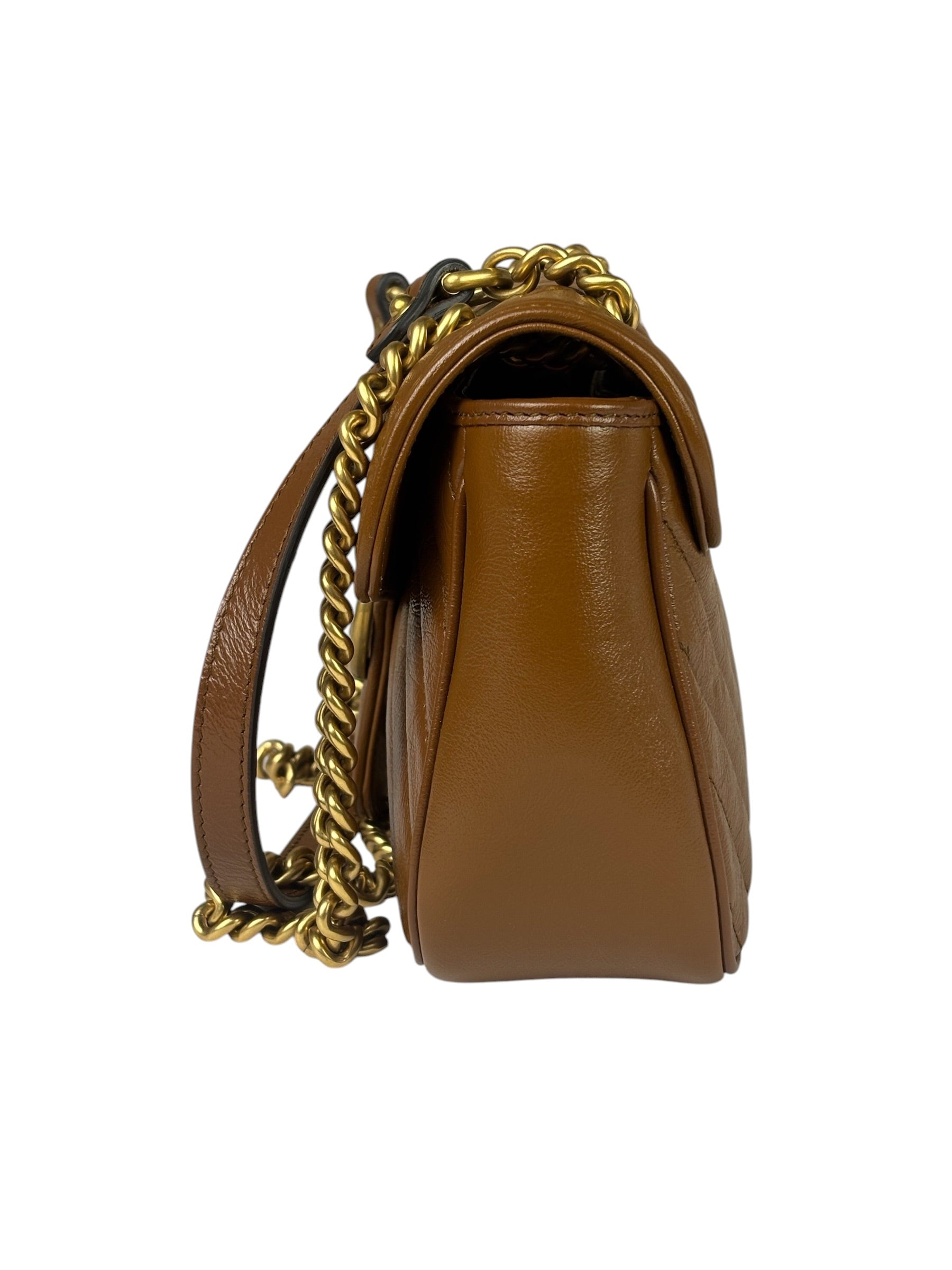Gucci Brown Leather Marmont Shoulder Bag