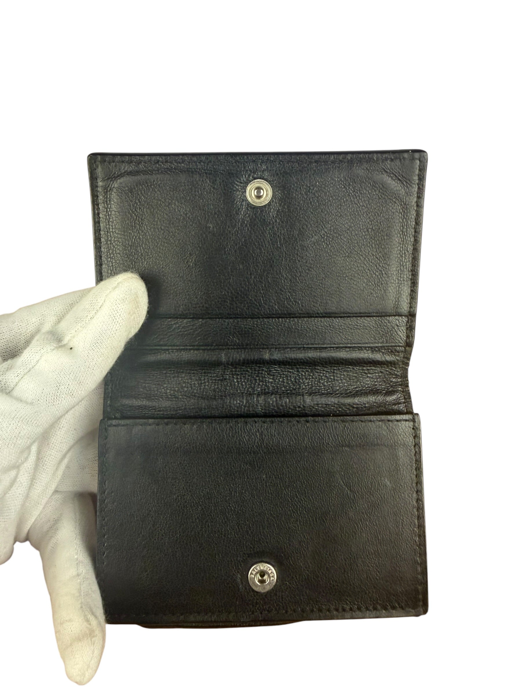 Balenciaga Black Leather Cash Mini Wallet