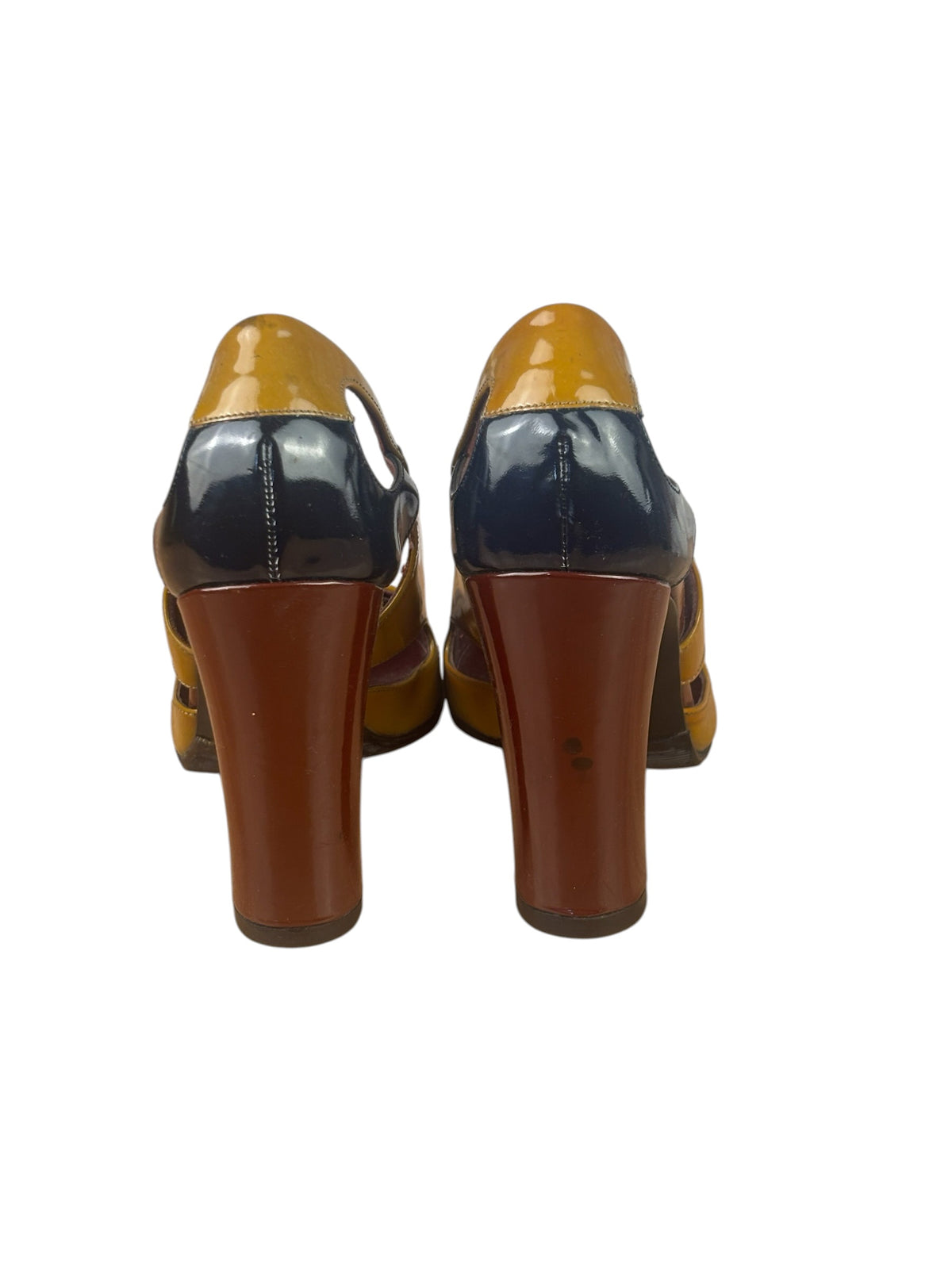 Prada SS2000 Burgundy Patent Leather Runway Block Heels