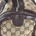 Gucci GG Leather Trim Canvas Techno Boston Handbag