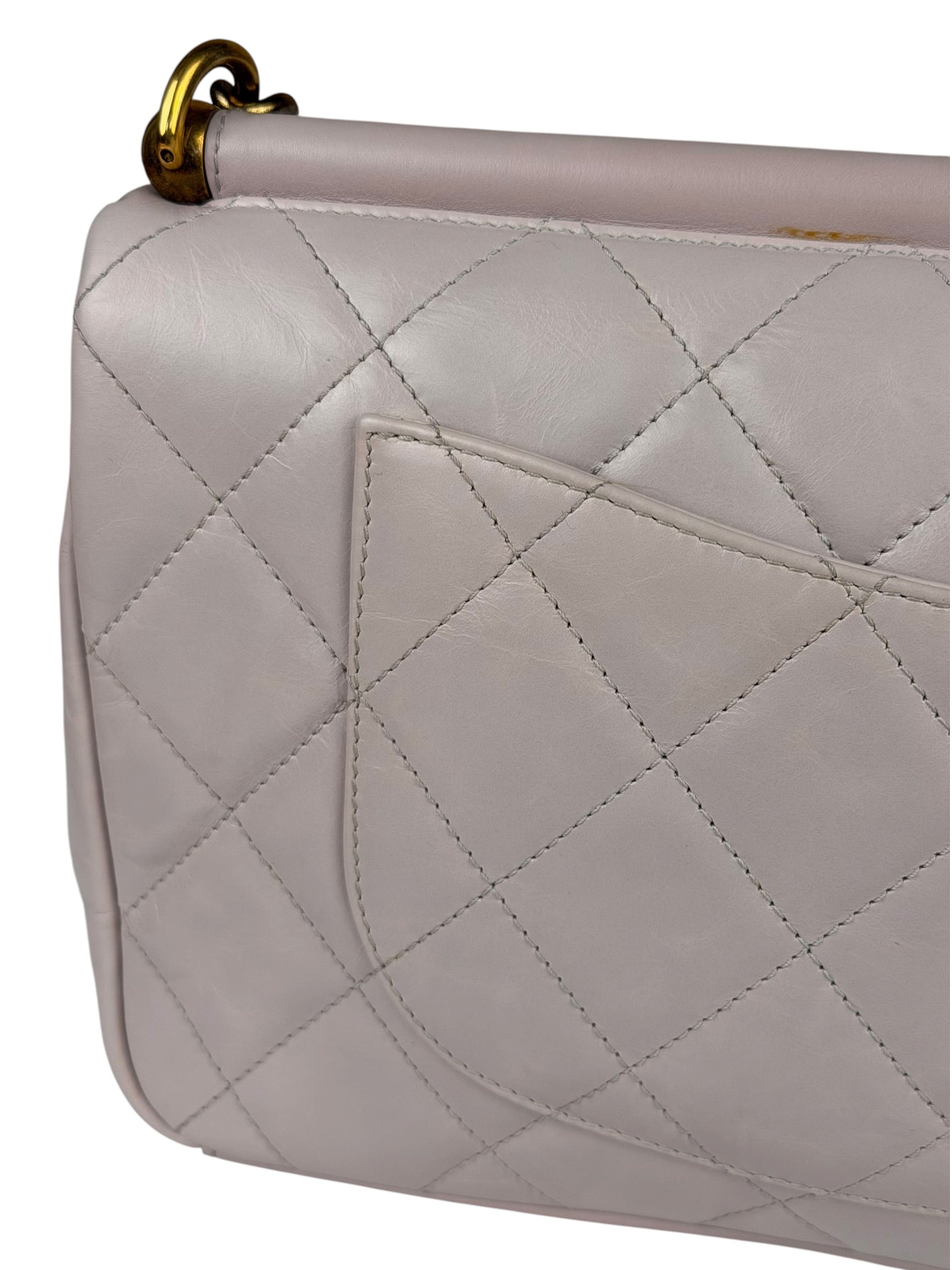 Chanel Light Lilac Calfskin Leather Quilted Flap Chain Bag