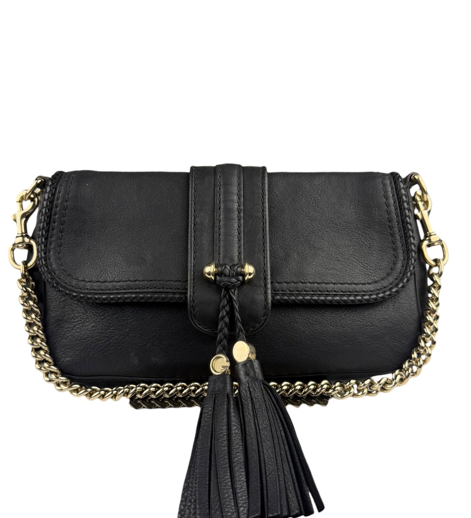 Gucci Black Leather Marrakech Evening Shoulder Bag