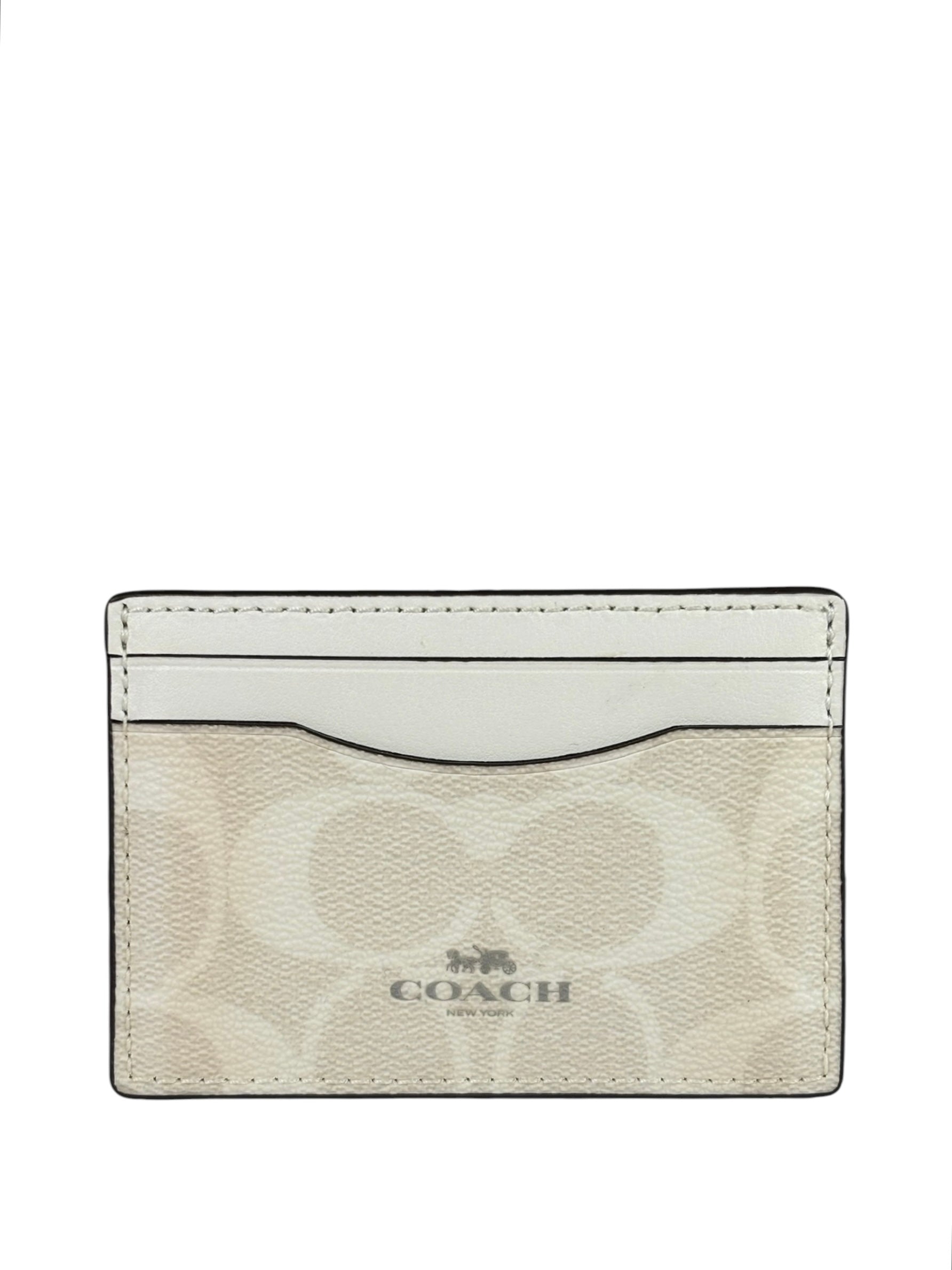 Coach Signature Canvas Card Case White