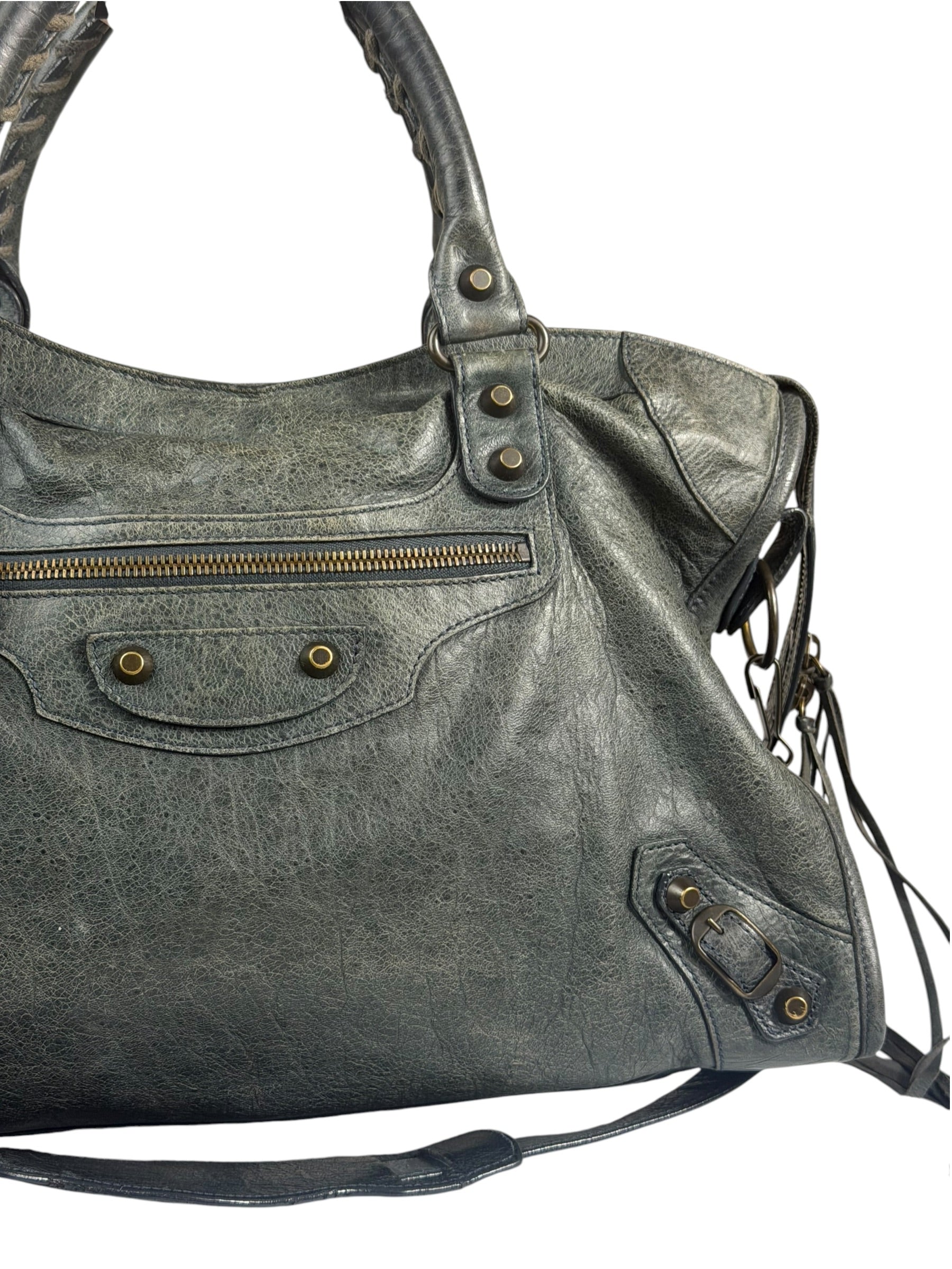 Balenciaga Grey Leather Medium Le City Shoulder Bag