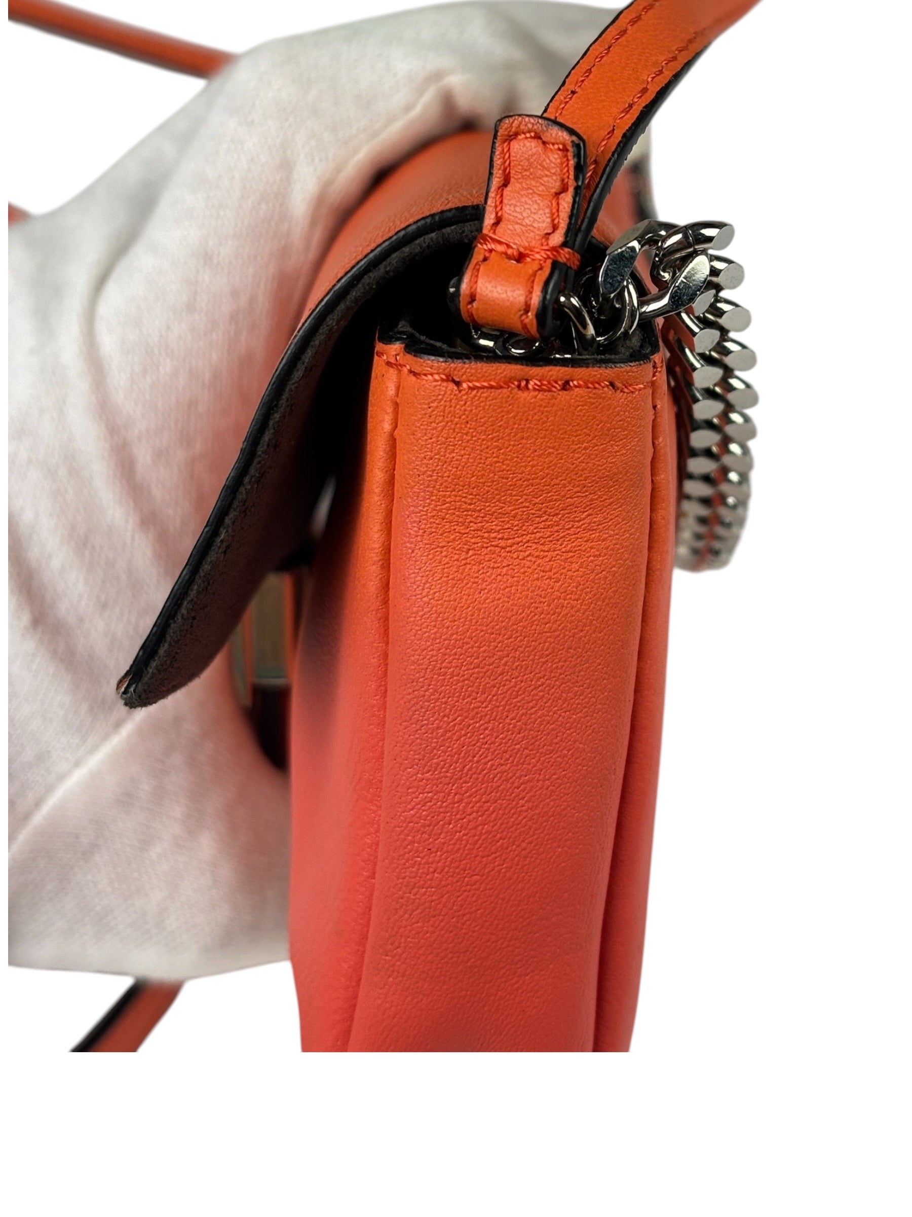 Fendi Orange Leather Mini Baguette