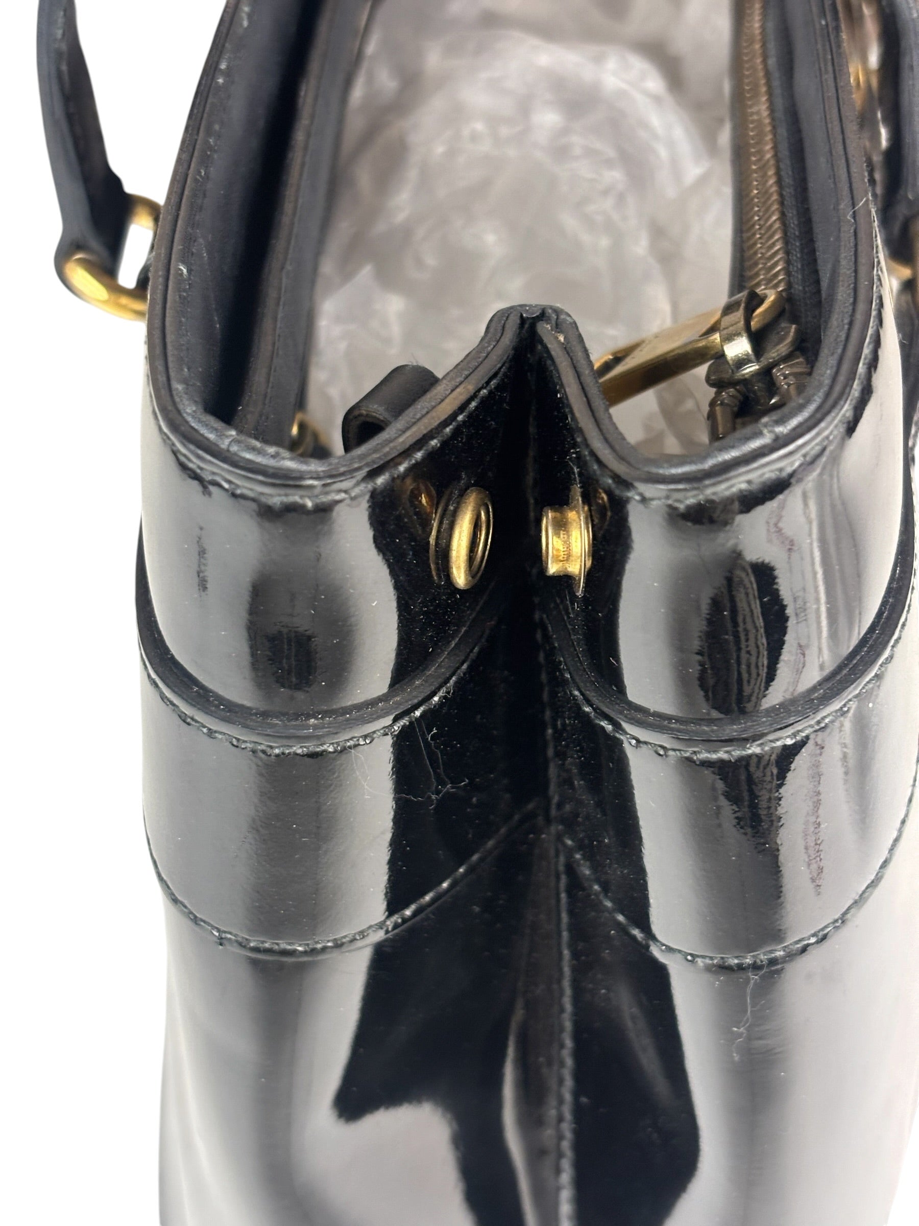 Gucci Vintage Black Patent Leather Tote