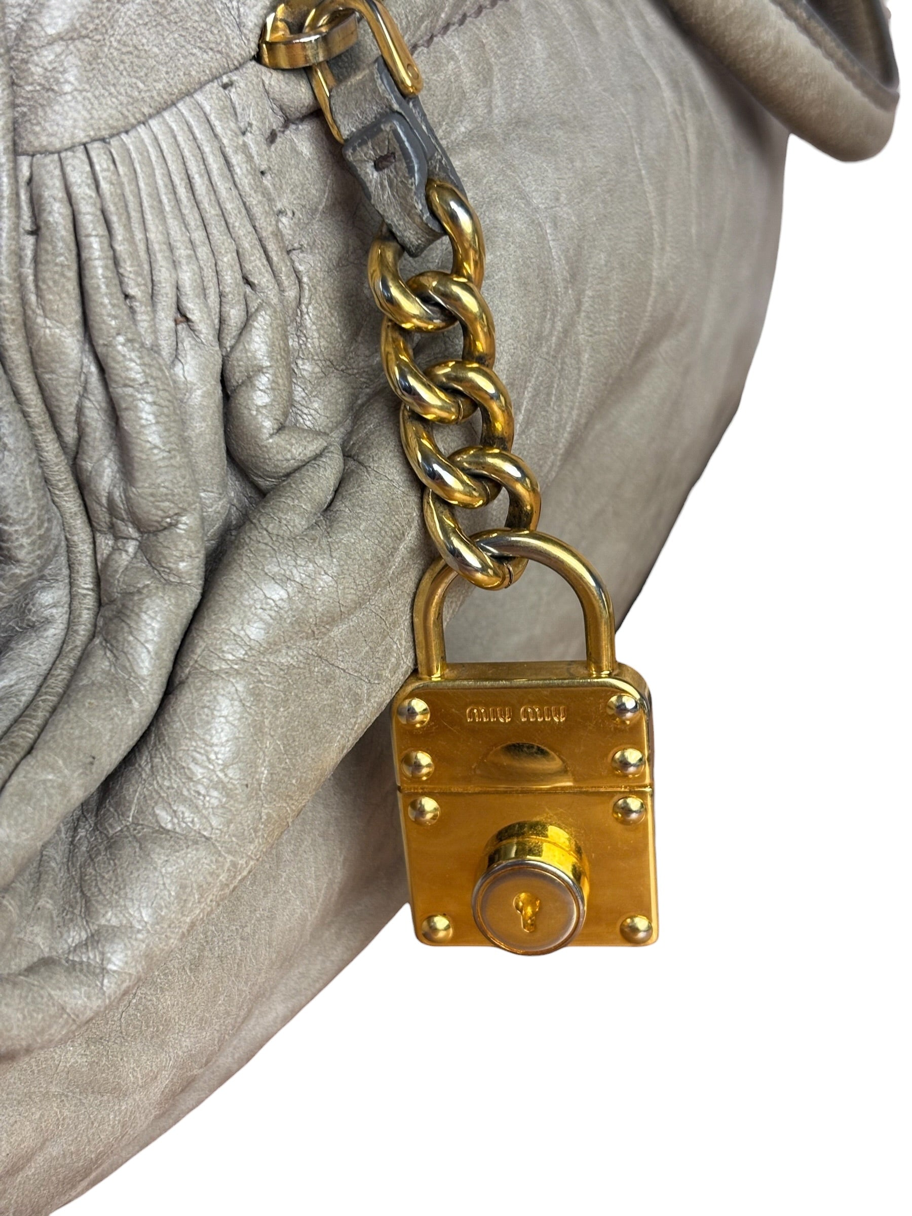 Miu Miu Green Vitello Leather Two-Way Bag