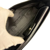 Salvatore Ferragamo Vintage Black Lizard Embossed Leather Pochette