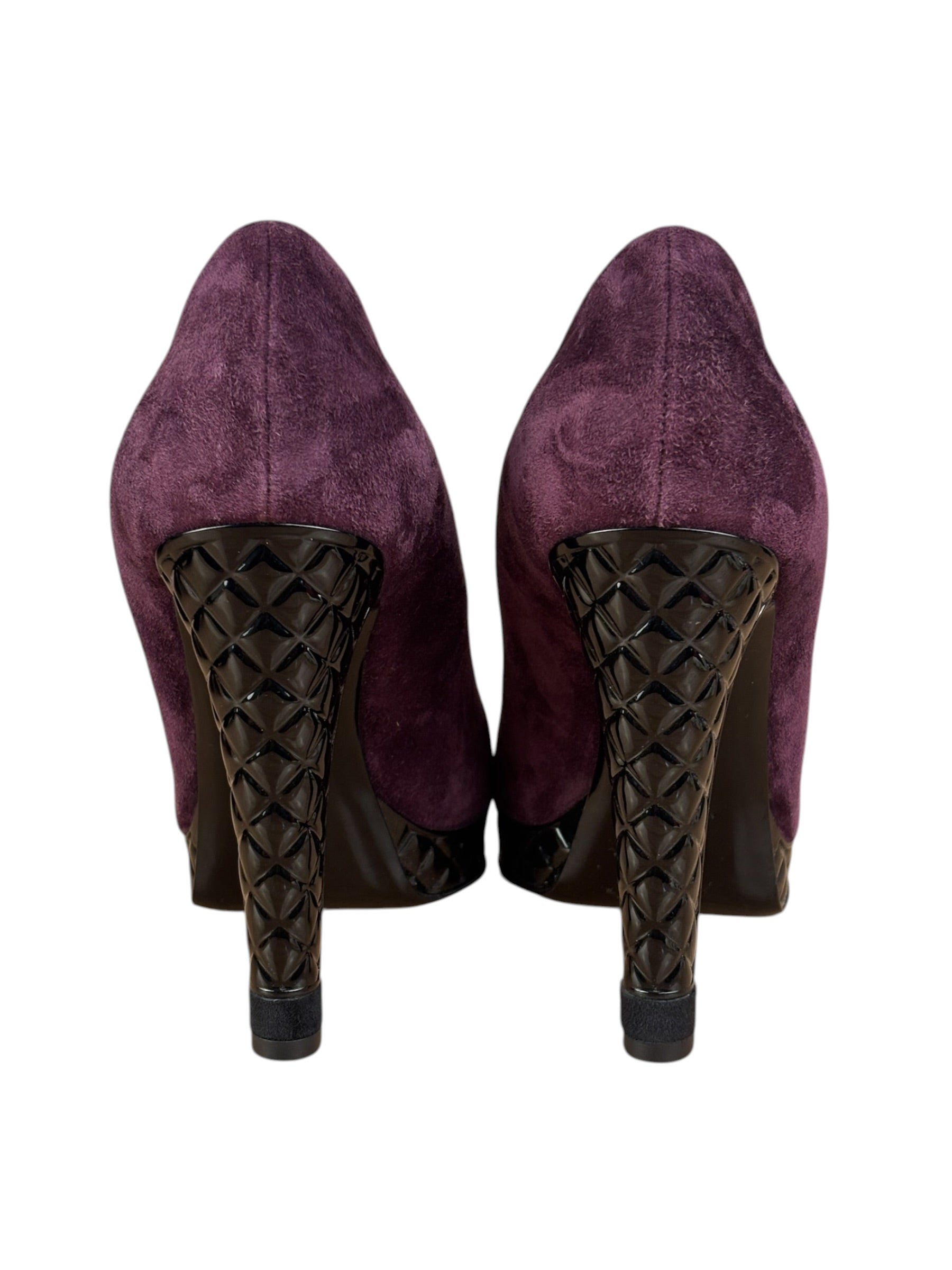 Chanel Two-Tone Suede Cap-Toe Platform Pumps