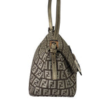 Fendi Brown/Metallic Gold Leather Trim Zucca Baguette