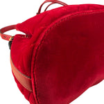 Gucci Red Velvet Leather Trim Marmont Matelasse Bucket Bag