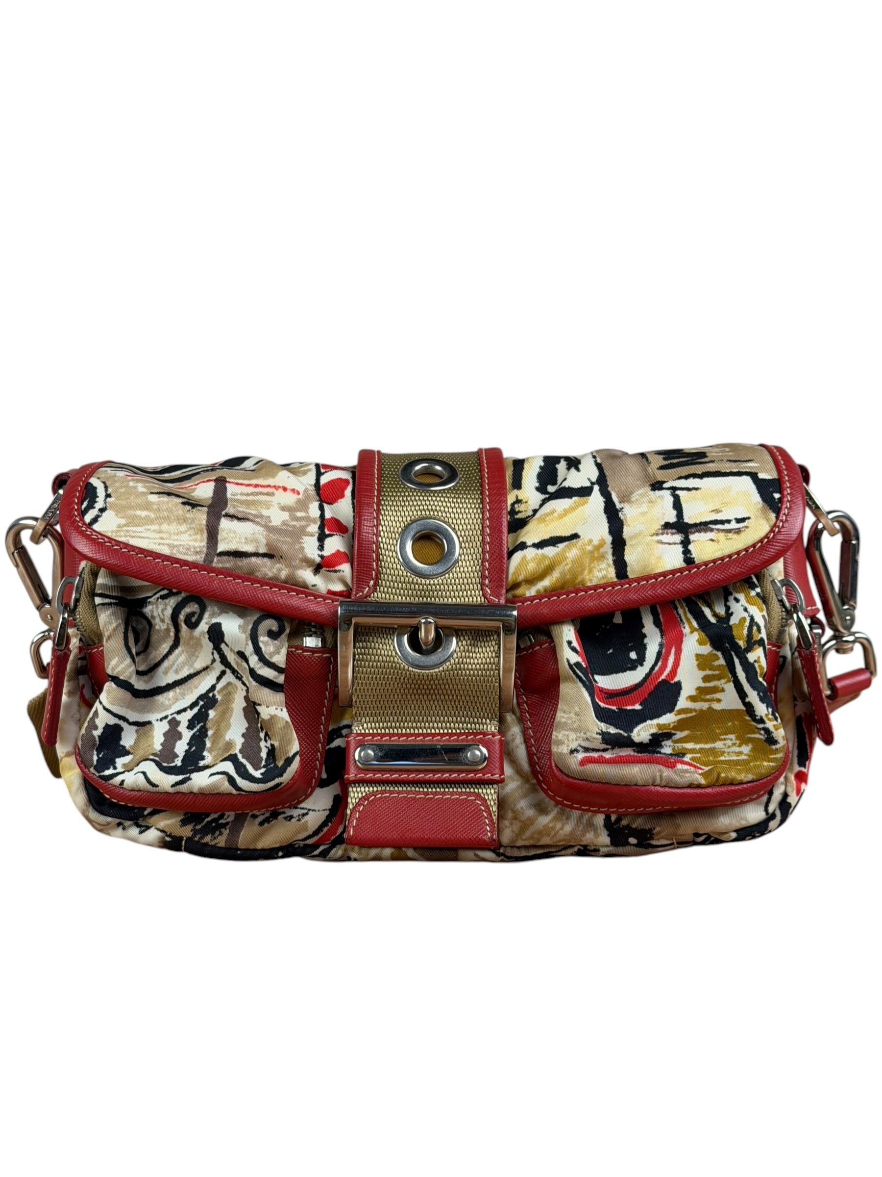 Prada Multicolor Nylon Leather Trim Shoulder Bag