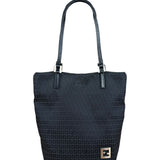 Fendi FF Black Canvas Logo Tote