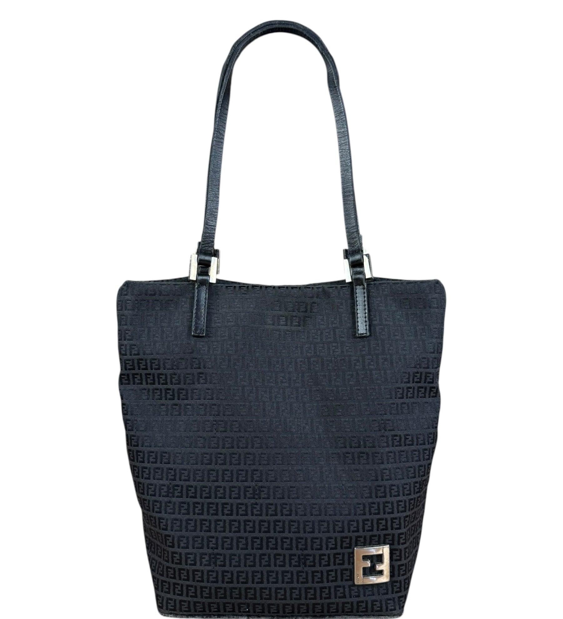 Fendi FF Black Canvas Logo Tote