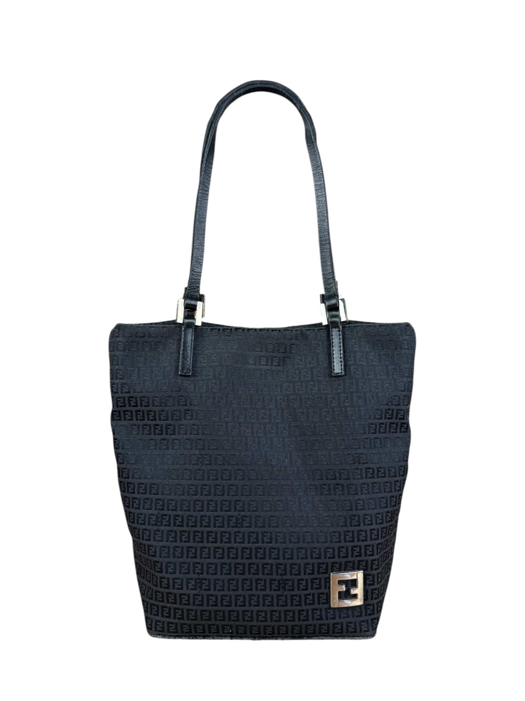 Fendi FF Black Canvas Logo Tote