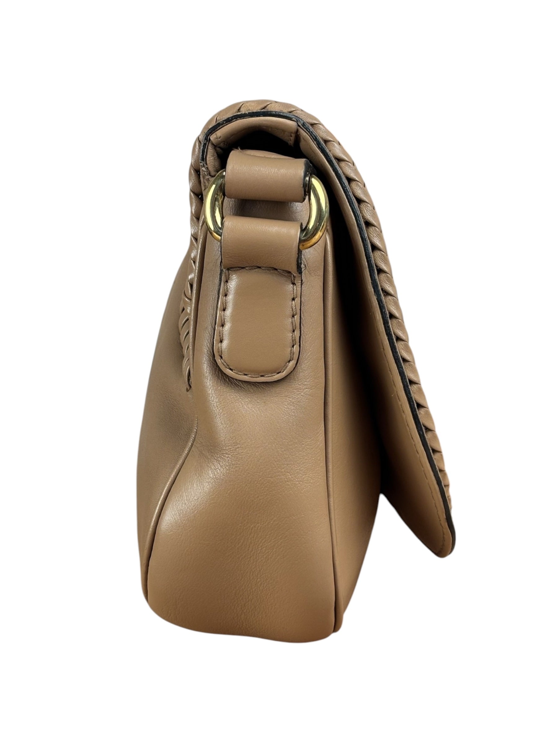 Gucci Vintage Tan Leather Medium Flap Shoulder Bag