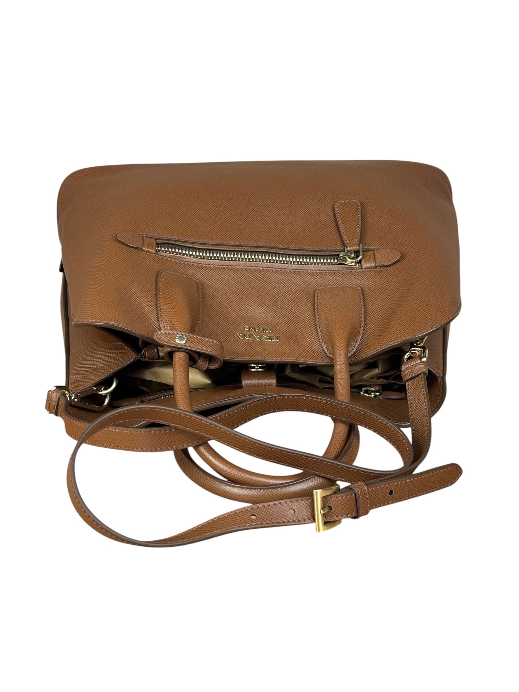 Prada Vintage Brown Leather Top Handle Bag