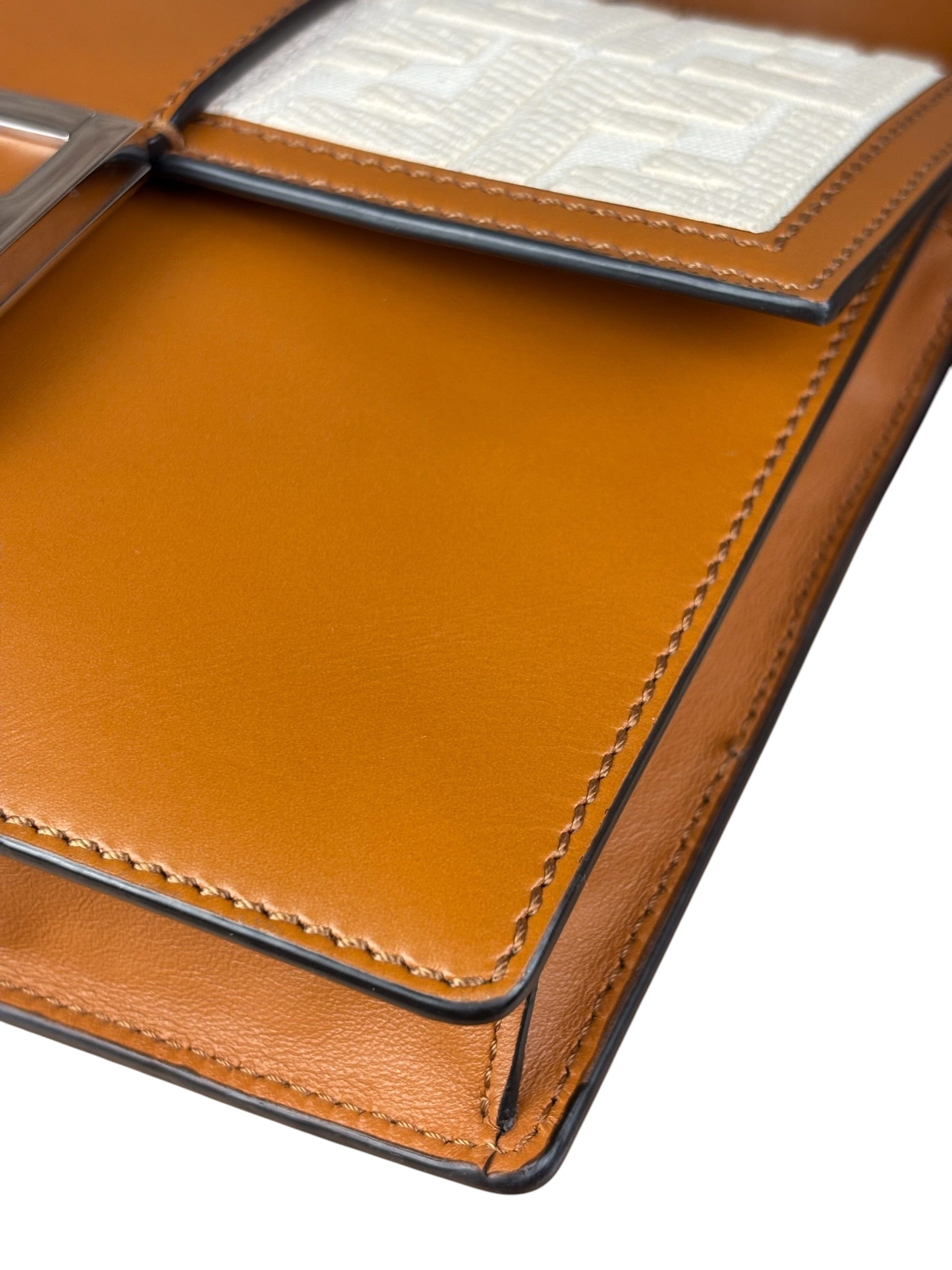 Fendi Brown/Cream Leather Jacquard FF Zucca Baguette