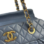 Chanel Blue Quilted Calfskin Iridescent Bowling Bag 2011