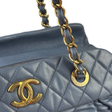 Chanel Blue Quilted Calfskin Iridescent Bowling Bag 2011