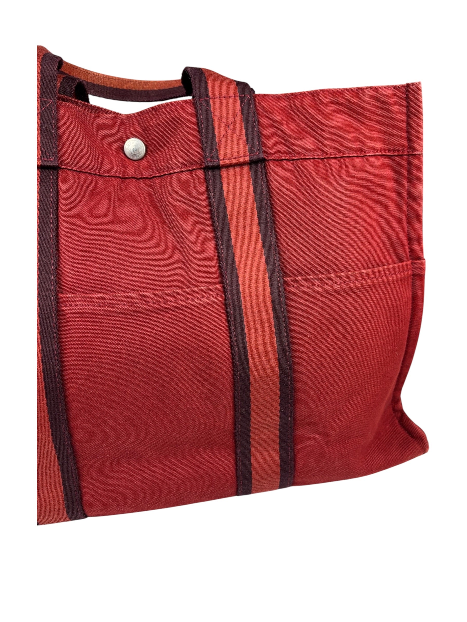 Hermes Vintage Red Denim Fourre-Tout Tote