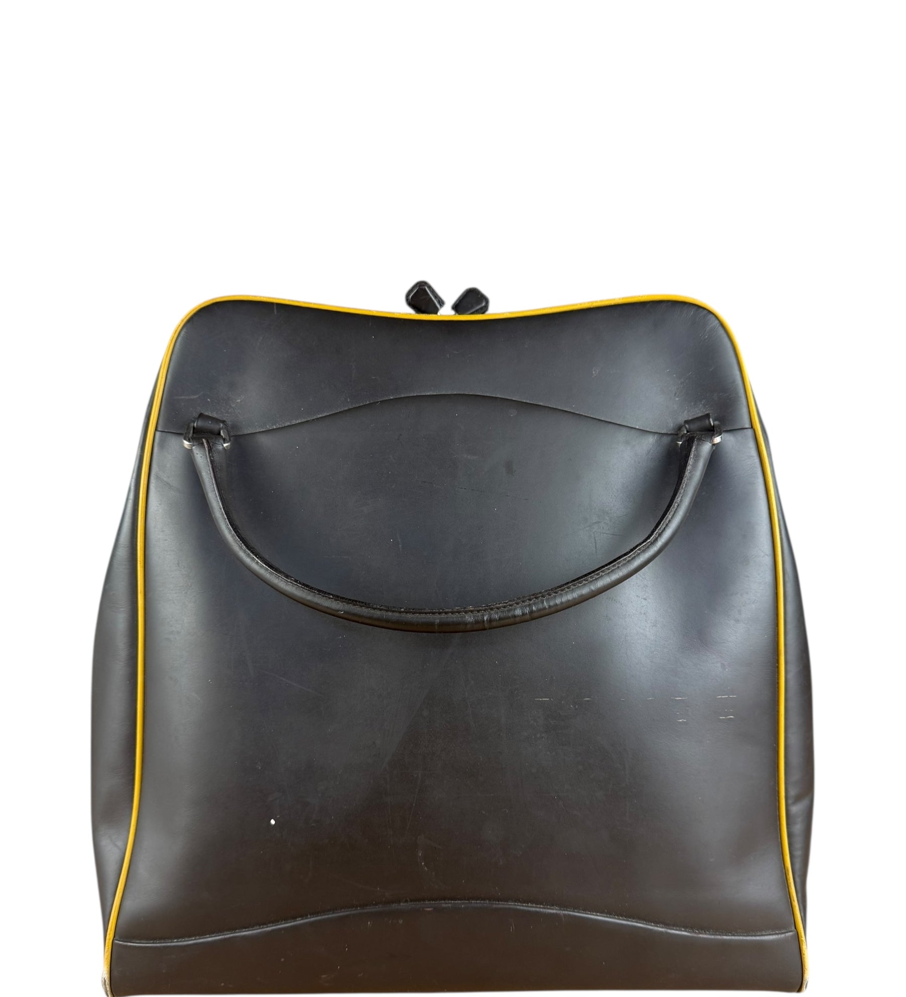 Prada Vintage Dark Brown Leather Top Handle Bag