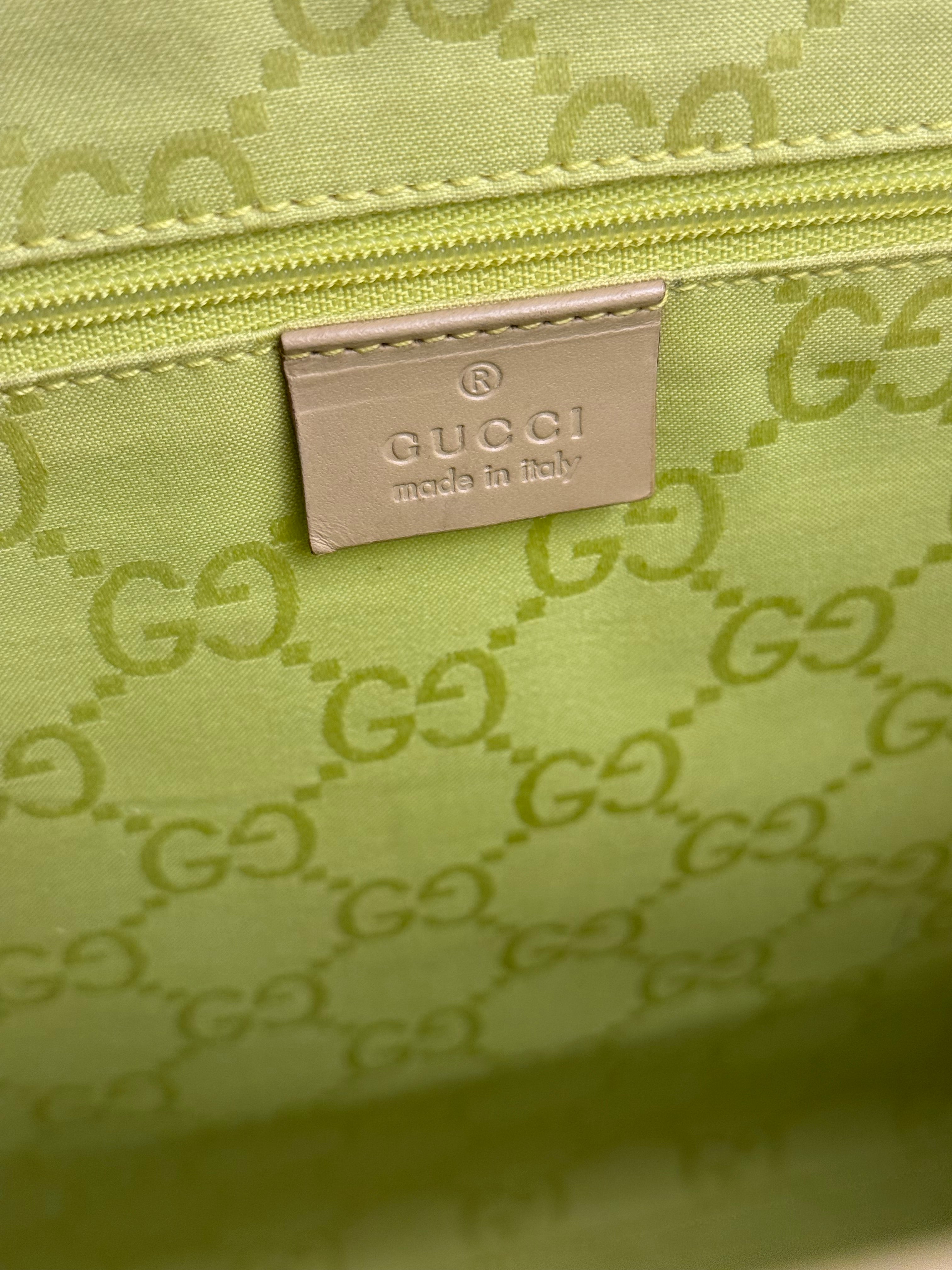 Gucci Vintage Beige Leather Jackie Tote Bag