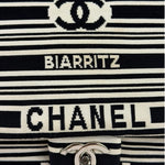 Chanel Black/White Leather Trim/Cloth Venise Biarritz Flap Bag 2019